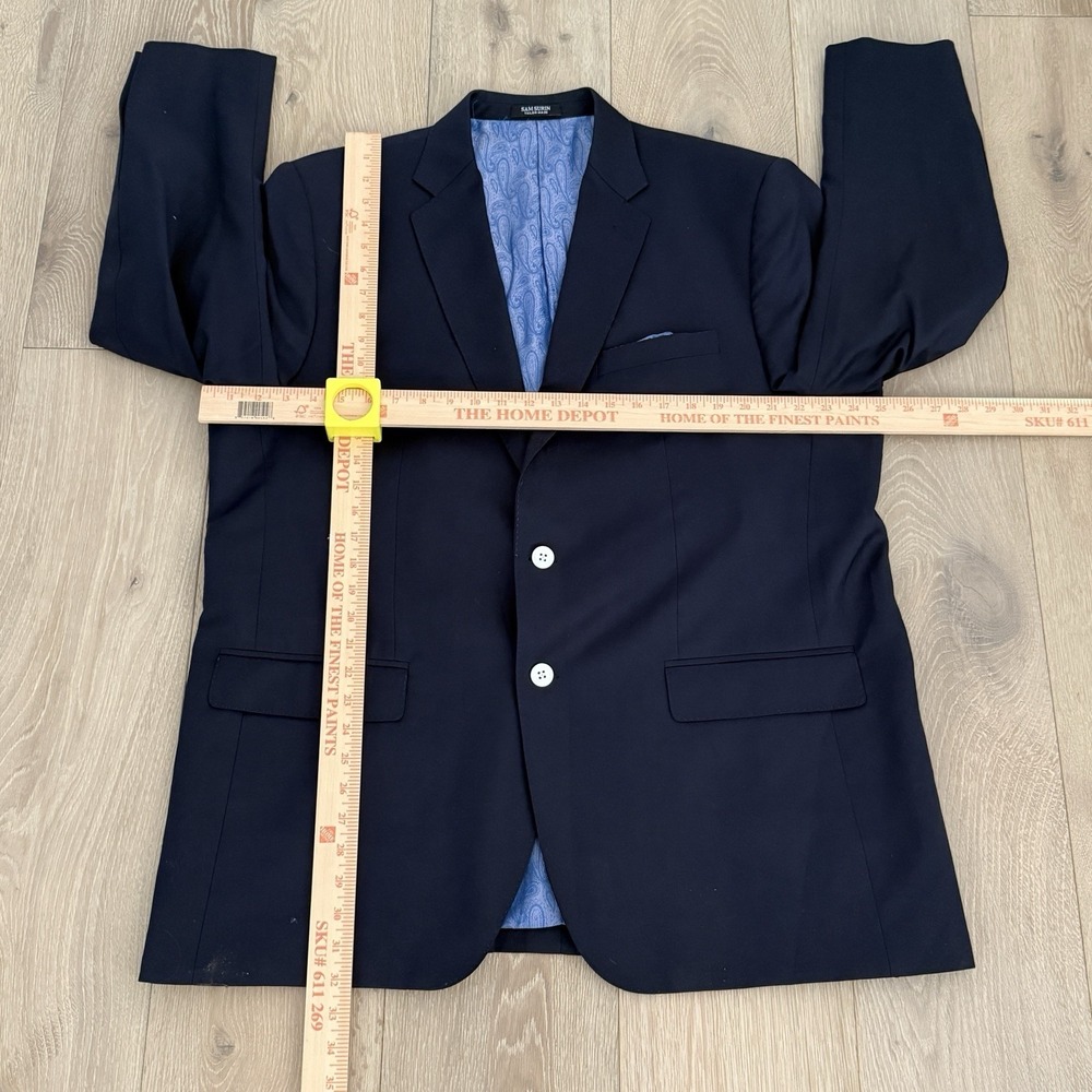 Sam Surin Bespoke Tailor Super 150's Fine Italian Wool Navy‎ Sport Coat 48L Luxe - Picture 12 of 14